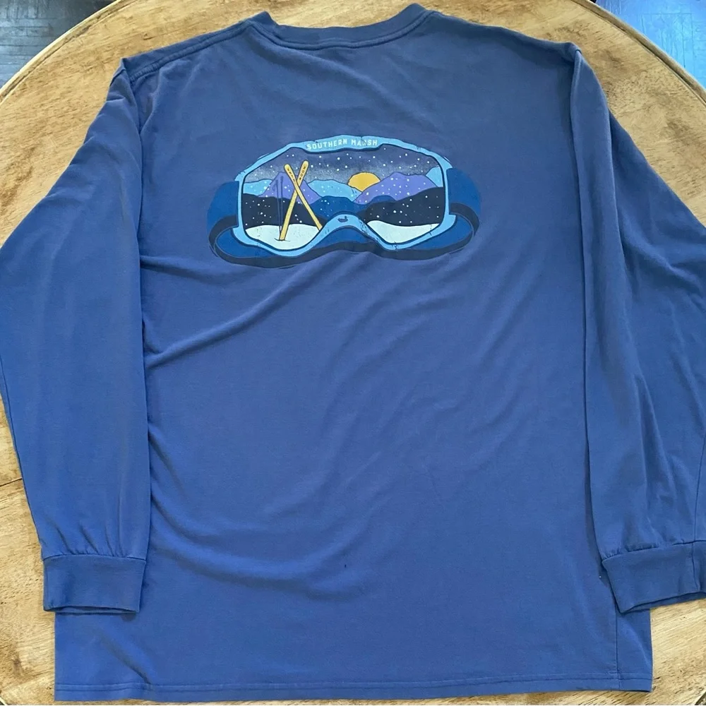 Southern Marsh Mens (see pictures for measurements) Blue Long Sleeve Graphic Tee